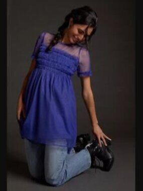 Anthropologie Ruffled Tulle Mini Dress